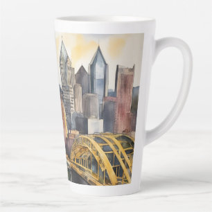 Pittsburgh Cityscape watercolor Latte Mug