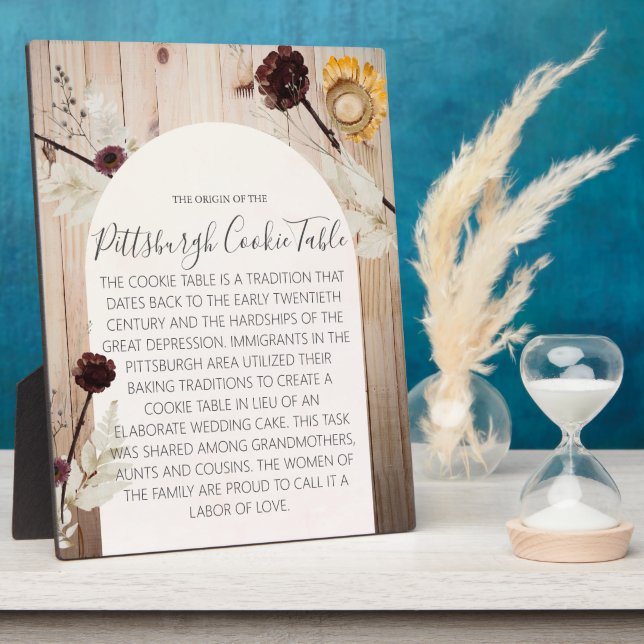 PITTSBURGH COOKIE TABLE SIGN WEDDING TABLE SIGN PLAQUE (Side)