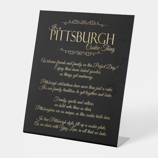Pittsburgh Cookie Thing Poem Table Sign (Front)