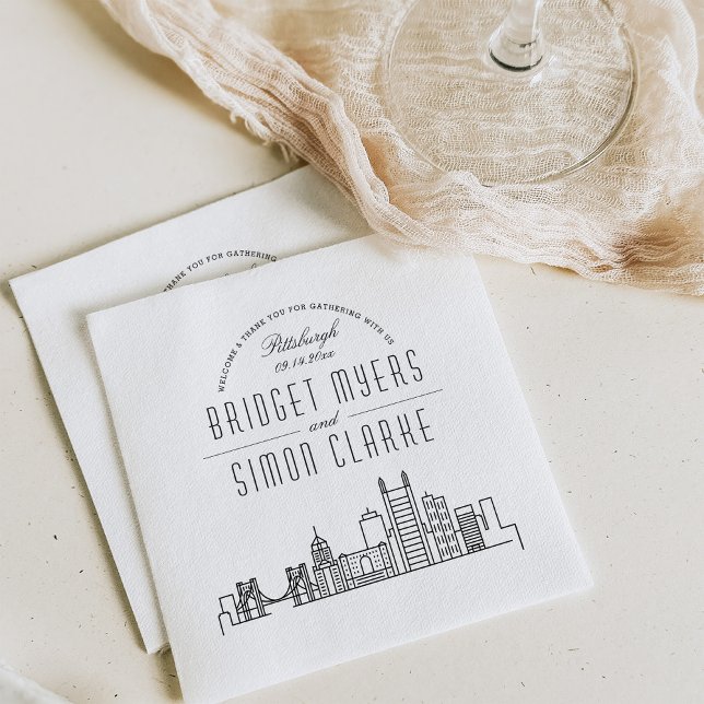 Pittsburgh Deco Skyline | Wedding Event Napkins (Creator Uploaded)