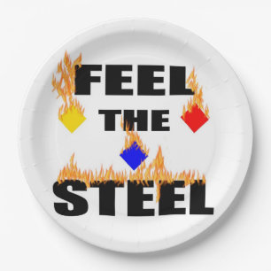 Pittsburgh Feel The Steel Fire Football Sports Na Paper Plate