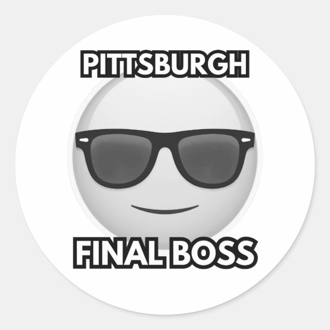 Pittsburgh Final Boss Cool Emoji Classic Round Sticker (Front)