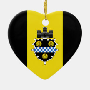 Pittsburgh Flag Heart Ceramic Ornament
