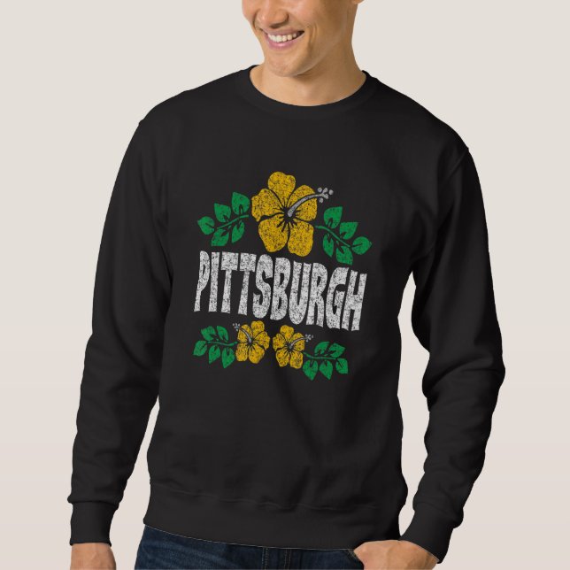 Pittsburgh Flowers Distressed Color Print Sweatshirt (Front)