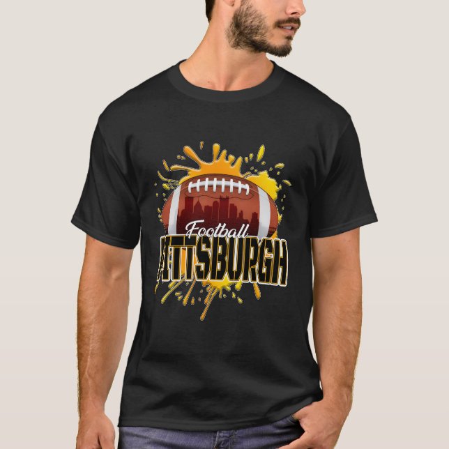 Pittsburgh Football Retro Vintage Pennsylvania Ste T-Shirt (Front)