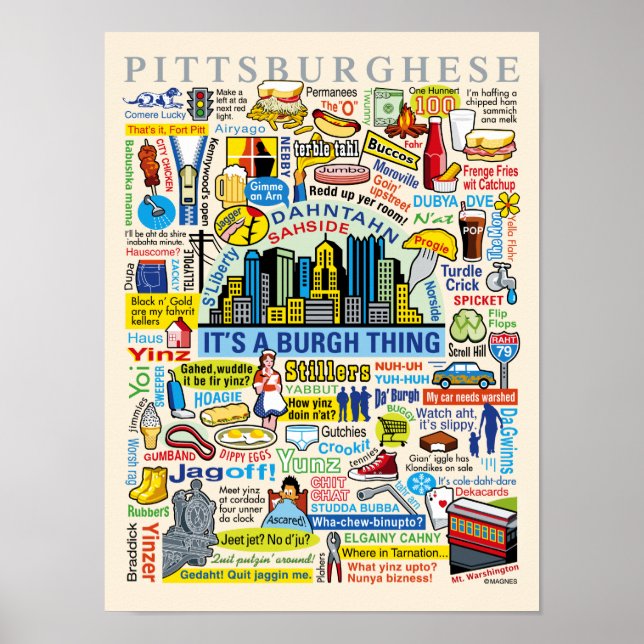 Pittsburgh Language Fun Pittsburghese Artwork Poster (Front)