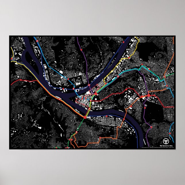 Pittsburgh Light Rail Figure Ground Poster (Front)