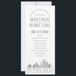 Pittsburgh | Modern Deco Wedding Program<br><div class="desc">A deco skyline-themed wedding program for a wedding taking place in the beautiful city of Pittsburgh, Pennsylvania. This wedding program card features a stylised illustration of the city's unique skyline with its name underneath. This is resting underneath your wedding day information in a matching open-lined style. On the reverse side...</div>