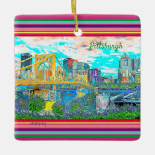 Pittsburgh Ornament Retro Photo Art 2 sided