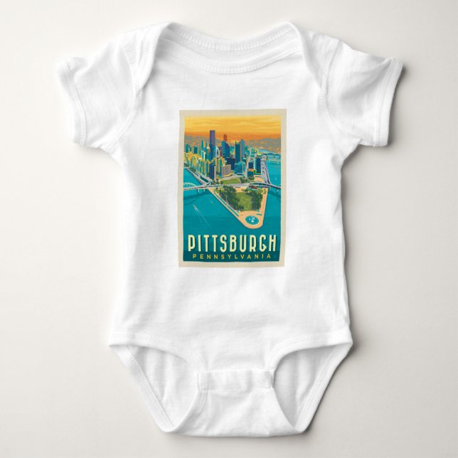 Pittsburgh, PA | Bird's Eye View Baby Bodysuit (Front)