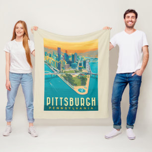 Pittsburgh, PA   Bird's Eye View Fleece Blanket
