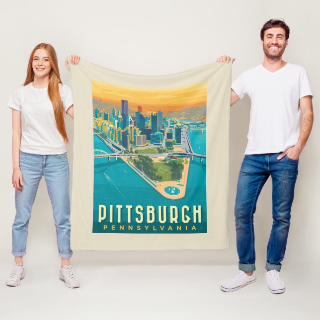 Pittsburgh, PA | Bird's Eye View Fleece Blanket (In Situ)