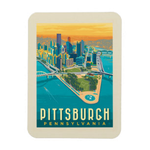 Pittsburgh, PA Bird's Eye View Magnet