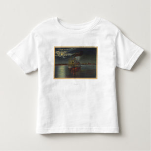 Pittsburgh, PA - Night View of Steamer & Ohio Toddler T-Shirt
