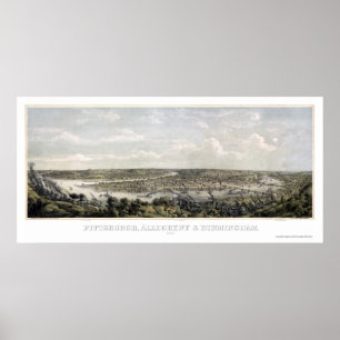 Pittsburgh, PA Panoramic Map - 1871 Poster