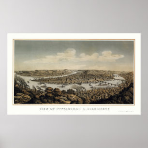 Pittsburgh, PA Panoramic MAp - 1874 Poster