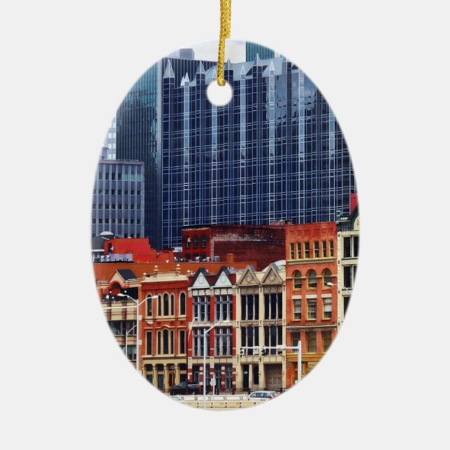 Pittsburgh PA Skyline Closeup Ceramic Ornament (Front)