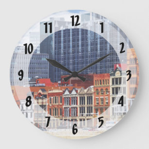 Pittsburgh PA Skyline Closeup Large Clock