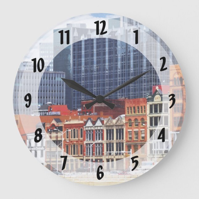 Pittsburgh PA Skyline Closeup Large Clock (Front)