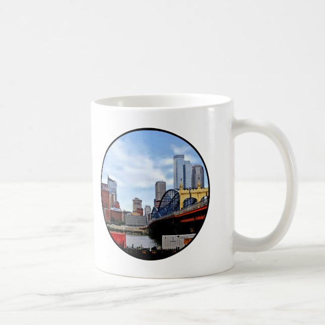 Pittsburgh PA - Train By Smithfield St Bridge Coffee Mug (Right)
