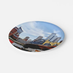Pittsburgh PA - Train By Smithfield St Bridge Paper Plate