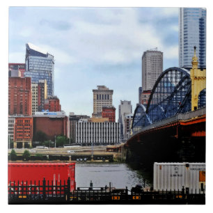 Pittsburgh PA - Train By Smithfield St Bridge Tile