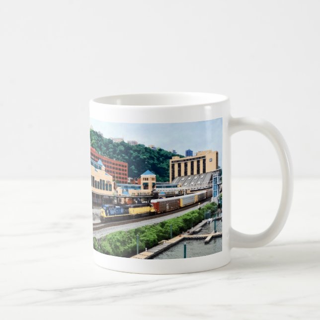 Pittsburgh PA - Train Going By Station Square Coffee Mug (Right)