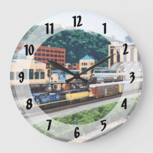 Pittsburgh PA - Train Going By Station Square Large Clock