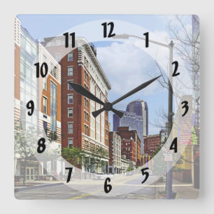 Pittsburgh PA - View Down Ninth Street Square Wall Clock
