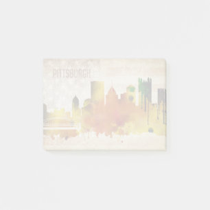 Pittsburgh, PA Watercolor City Skyline Post-it Notes