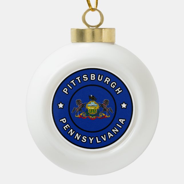 Pittsburgh Pennsylvania Ceramic Ball Christmas Ornament (Front)