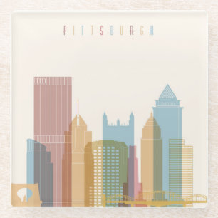 Pittsburgh, Pennsylvania City Skyline Glass Coaster
