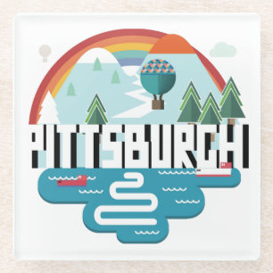 Pittsburgh, Pennsylvania Cityscape Design Glass Coaster