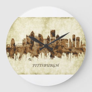 Pittsburgh Pennsylvania Cityscape Large Clock