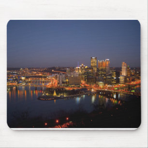 Pittsburgh, Pennsylvania Downtown Night Time River Mouse Pad