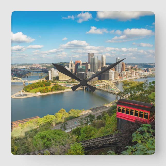 Pittsburgh Pennsylvania Duquesne Incline View    Square Wall Clock (Front)