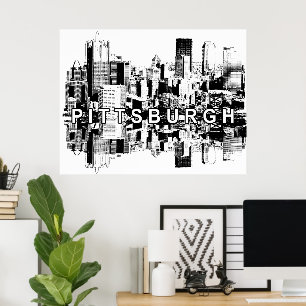 Pittsburgh, Pennsylvania in black and white Poster