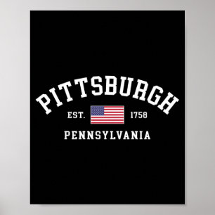 Pittsburgh Pennsylvania July 4th Flag Retro Poster