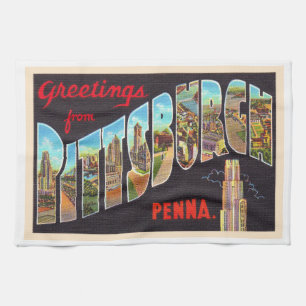 Pittsburgh Pennsylvania PA Large Letter Postcard Tea Towel