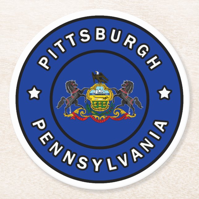 Pittsburgh Pennsylvania Round Paper Coaster (Front)