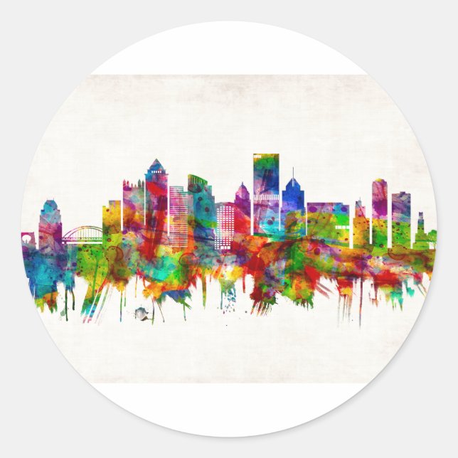 Pittsburgh Pennsylvania Skyline Classic Round Sticker (Front)