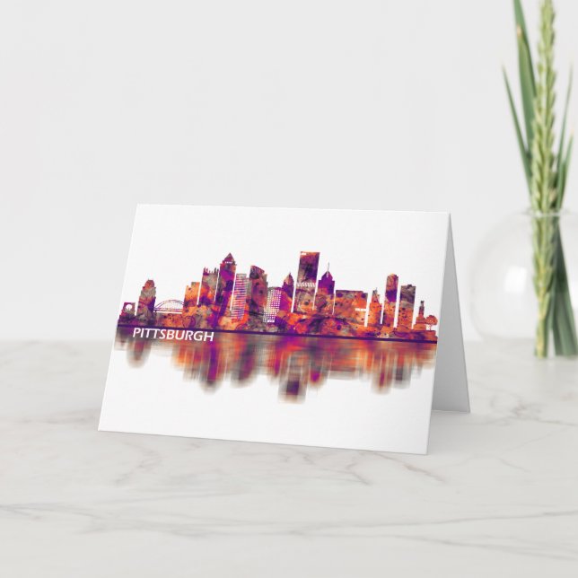 Pittsburgh Pennsylvania Skyline Holiday Card (Front)