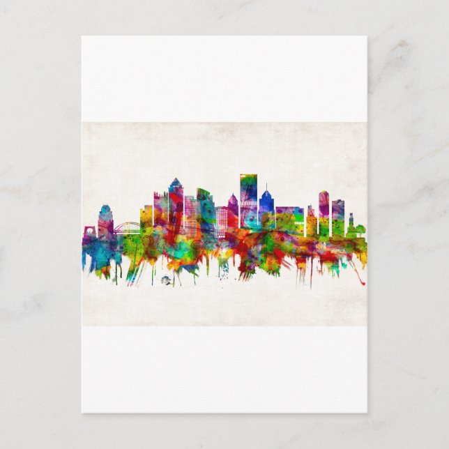 Pittsburgh Pennsylvania Skyline Holiday Postcard (Front)