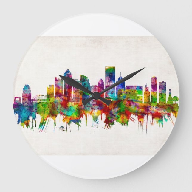 Pittsburgh Pennsylvania Skyline Large Clock (Front)