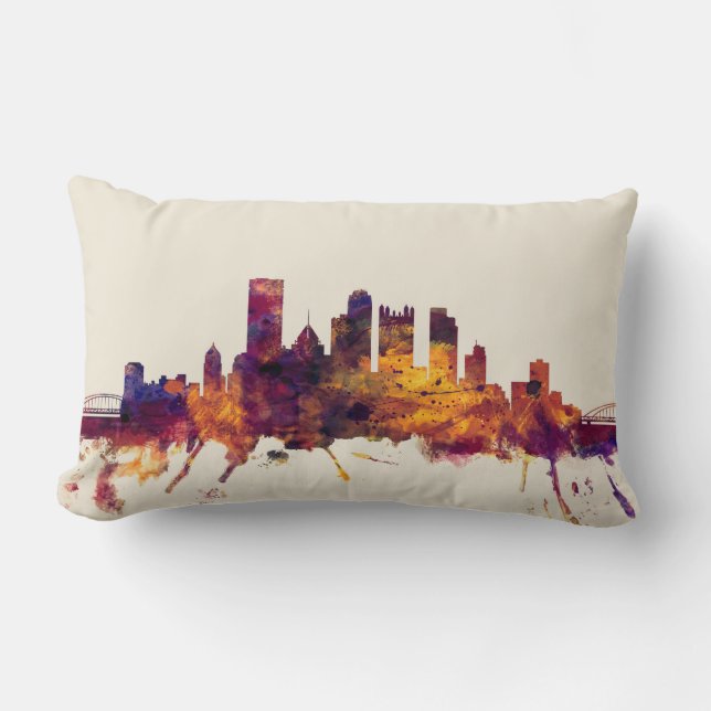 Pittsburgh Pennsylvania Skyline Lumbar Cushion (Front)