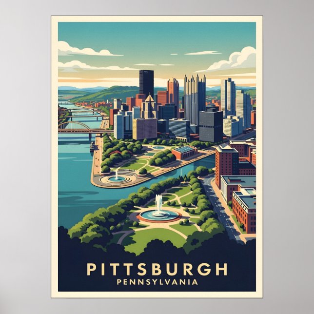 Pittsburgh, Pennsylvania Skyline Poster (Front)