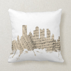 Pittsburgh Pennsylvania Skyline Sheet Music Citysc Cushion