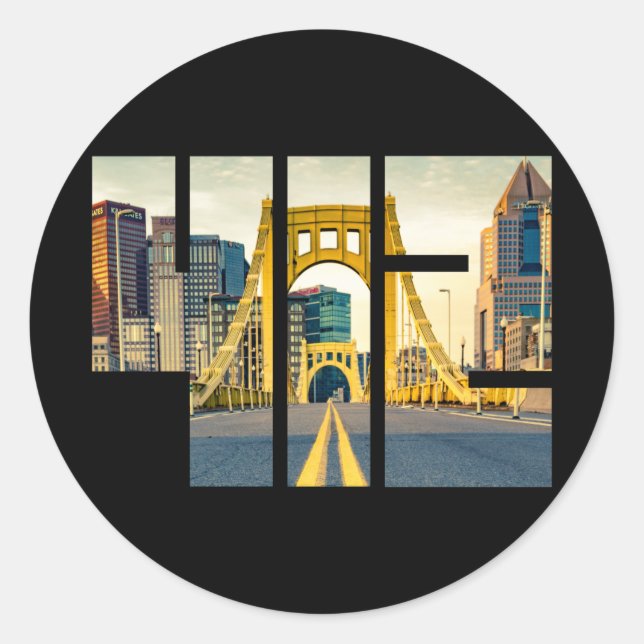 Pittsburgh Pennsylvania Steel City Skyline 412 Can Classic Round Sticker (Front)