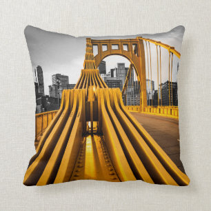Pittsburgh Pennsylvania Steel City Skyline Bridge Cushion
