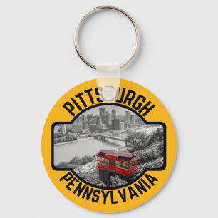 Pittsburgh Pennsylvania Steel City Skyline Incline Key Ring